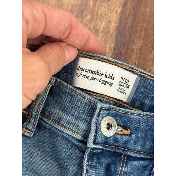 Abercrombie Kids Blue High Rise Denim Jeans Leggings Size 12 - Picture 8 of 9